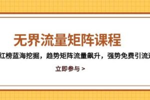 （14763期）无界流量矩阵课程，3大红榜蓝海挖掘，趋势矩阵流量飙升，强势免费引流逻辑