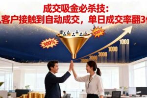（16432期）吸金成交营销必杀技：从客户接触到自动成交，单日成交率翻3倍