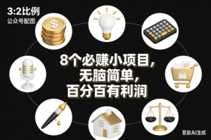 (17101期)8个必赚小项目,无脑简单,百分百有利润,副业首选,日入300+